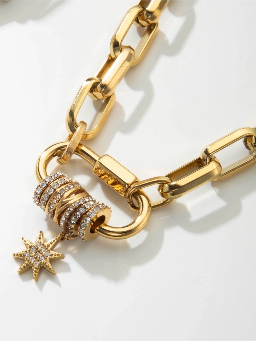 SET 18K Gold Plated Crystal  Necklace and Bracelet with Star Charm Waterproof